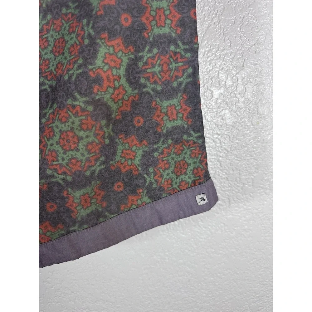 Quiksilver Psychedelic Print Board Shorts Swim Trunks Mens Gray Green Red